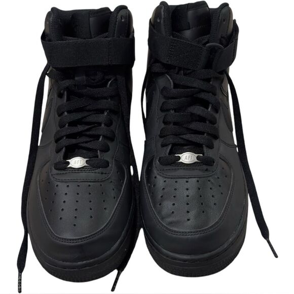 Nike Men’s Air Force 1 AF1 Black Lace Up High Top Sneakers. 8.